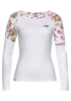 KangaROOS Langarmshirt mit floralem Druck Einsatz - NEUE KOLLEKTION Marine, Weiß -KANGAROOS Verkäufe 1082c17a 4dee 561c 9d05 30d45bdfe077