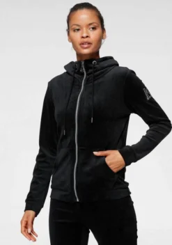 KangaROOS Kapuzensweatjacke aus weichem Nicky-Samt mit collem Nieten-Logo - NEUE KOLLEKTION Schwarz, Marine