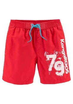 KangaROOS Badeshorts, mit Logodruck seitlich Rot, Blau