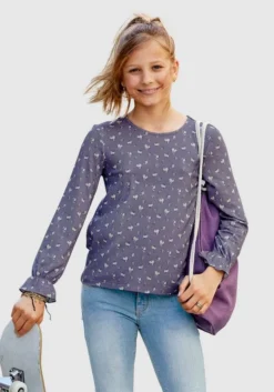 KangaROOS Langarmshirt mit kleiner Gummiraffung am Ärmel