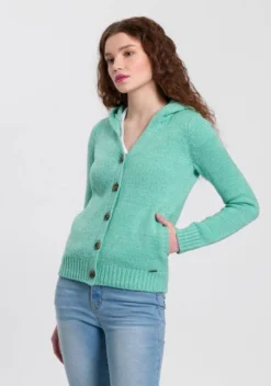 KangaROOS Kapuzenstrickjacke mit Eingrifftaschen in der Seitennaht - NEUE KOLLEKTION Türkis, Grau-meliert