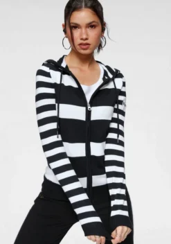 KangaROOS Kapuzenstrickjacke in trendigem Streifendesign Schwarz-weiß, Marine-reinweiß -KANGAROOS Verkäufe c90df17b 59a1 51c9 81f2 d9588a452ce9