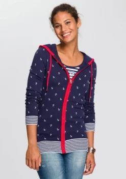 KangaROOS Kapuzenstrickjacke mit Druck und Streifen Mix